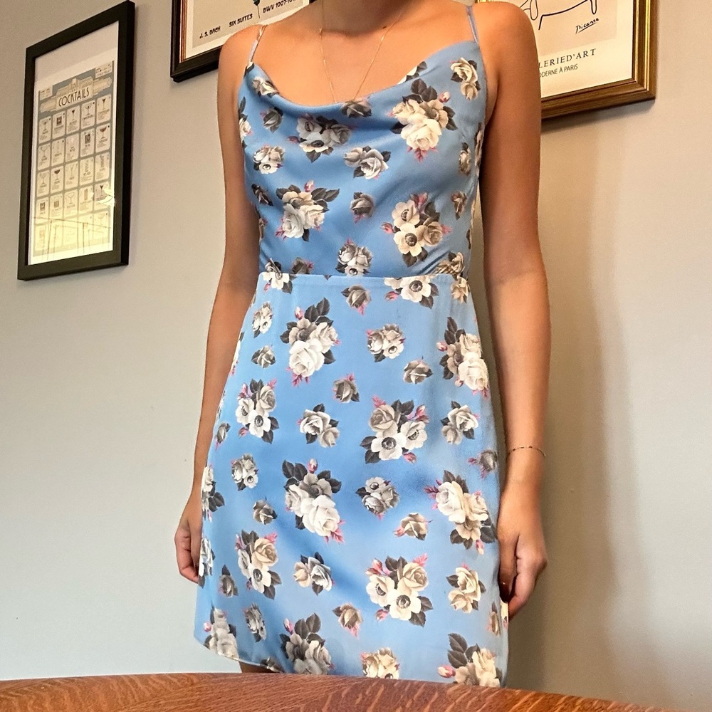 Sunday Best White and Blue Flower Dress